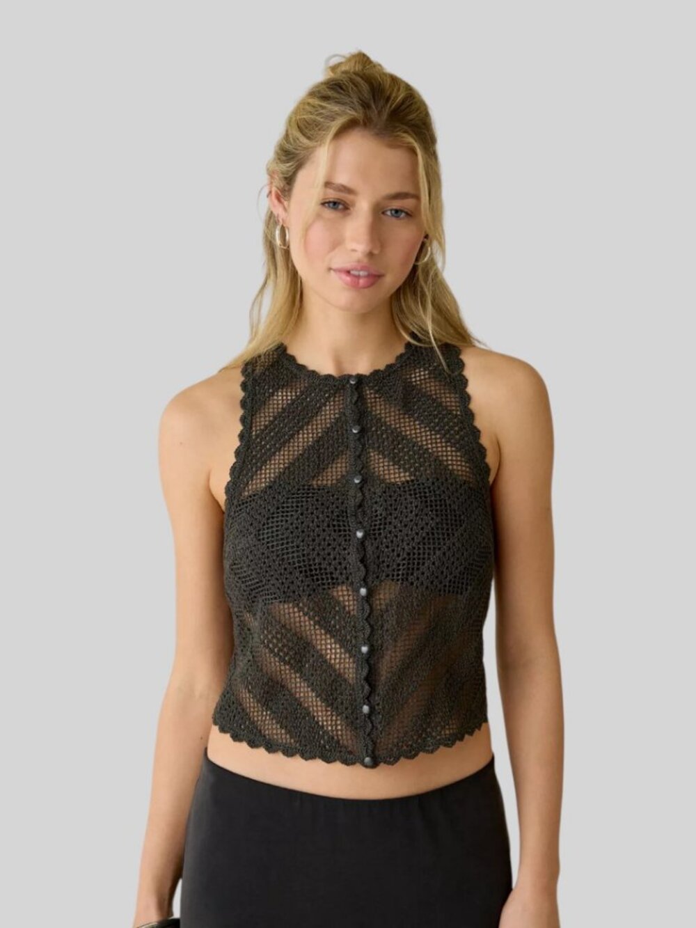KIMCHI BLUE GIGI SHEER CROCHET VEST TOP NWOT SIZE L/XL